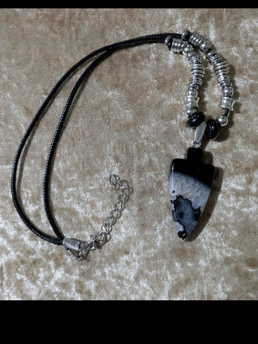 Handmade Black & White Druzy Arrowhead Beaded Necklace (Unisex)